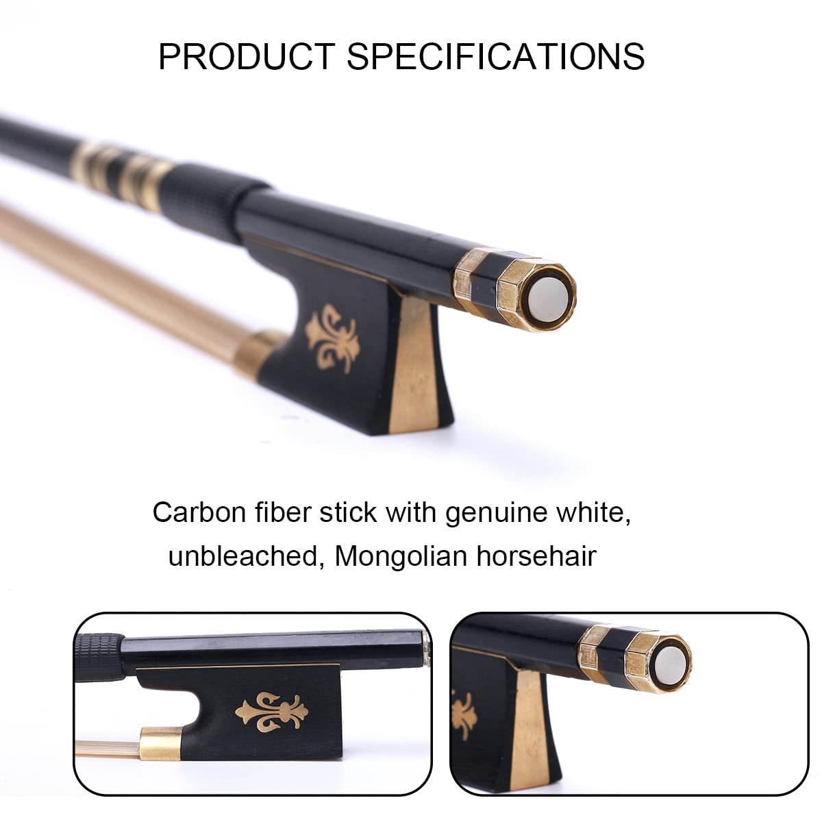 AMZZ 4/4 Professional Carbon Fiber Violin Bow - Performance Grade Violin Accessory for Violinists and Fiddlers of All Skill Levels (Carbon Fiber Bow 4/4 Size)