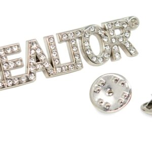 Real Estate Agent REALTOR® Crystal Lapel Pin (REALTOR Silver & Gold 2 Pack), Gold,Silver