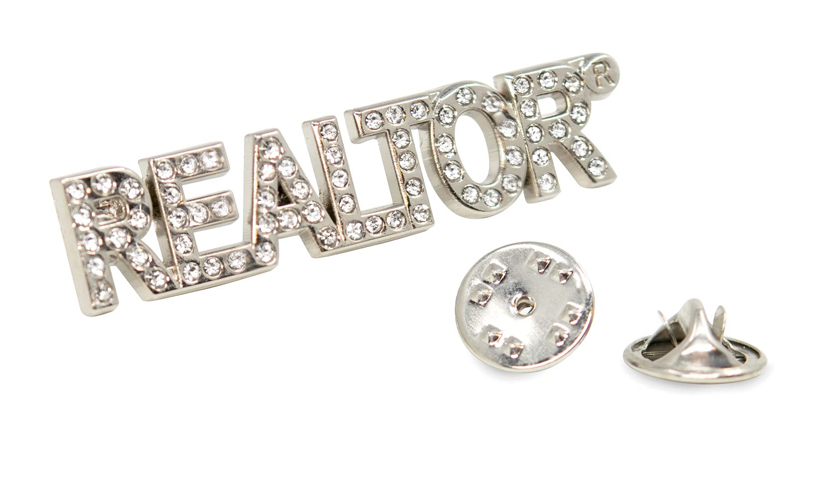 Real Estate Agent REALTOR® Crystal Lapel Pin (REALTOR Silver & Gold 2 Pack), Gold,Silver