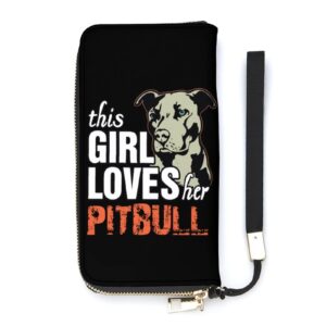 This Girl Loves Her Pit Bull Women’s PU Leather Wallet Long Card Holder Purse Clutch Handbag For Travel Shopping