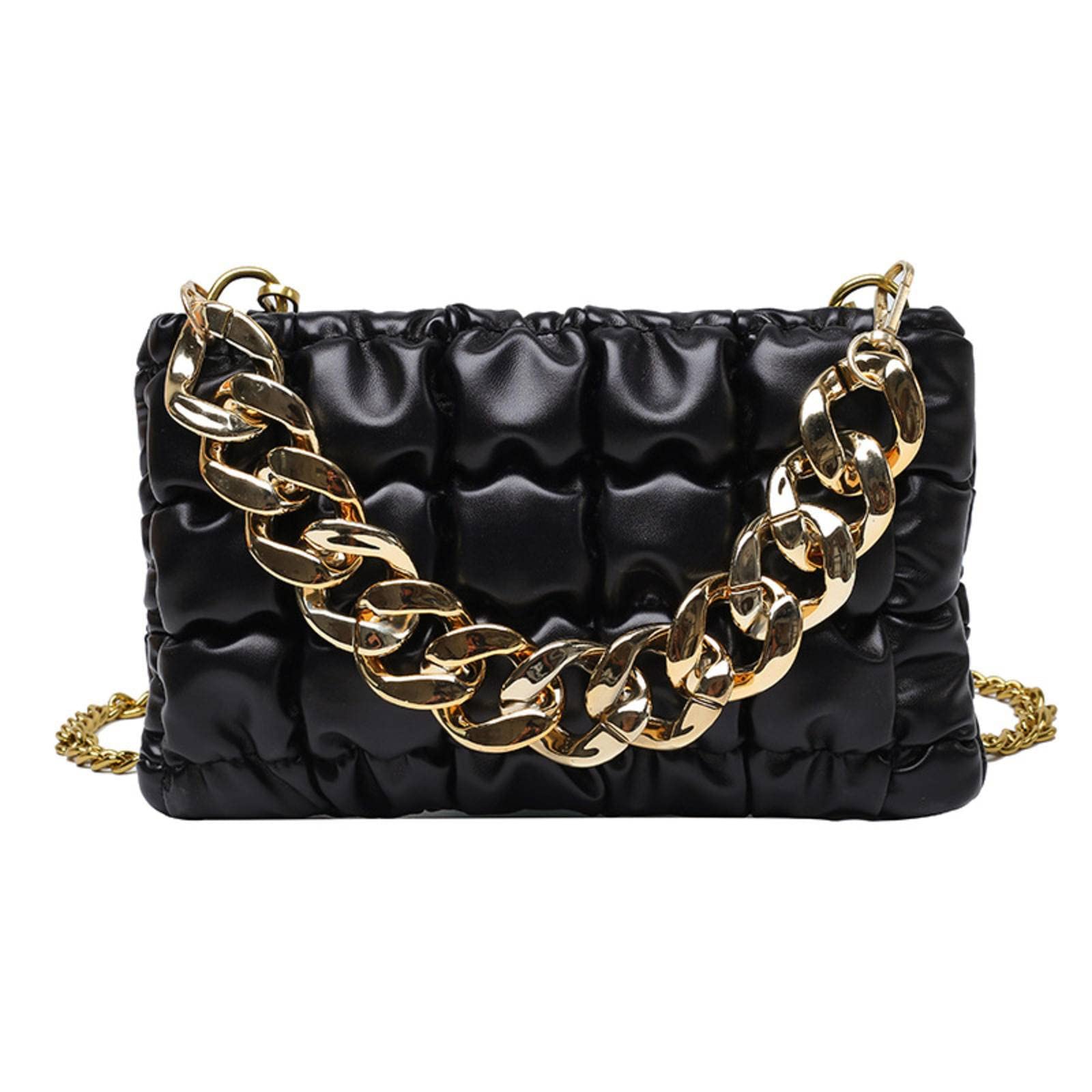 MMKJHNBHQ Pleated Plaid Chain Small Square Bag New Mini Retro Crossbody Shoulder Bag For Women