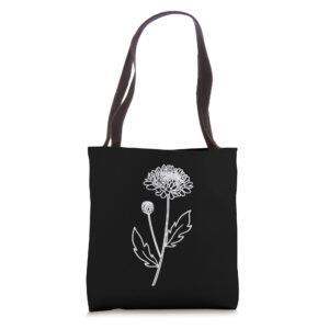 chrysanthemum november birth flower art floral minimalist tote bag