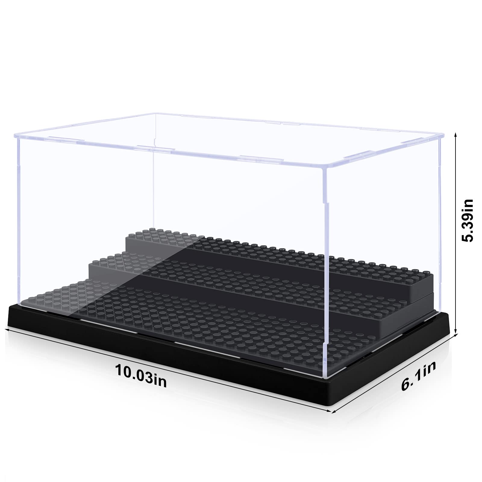 Mlikero 2 Pack Display Case for Minifigures Action Figures Block,Removable Acrylic Minifigure Display Case Box Storage with 3 Movable Steps for Collection Bricks Blocks Toys ,Models Minifigures…