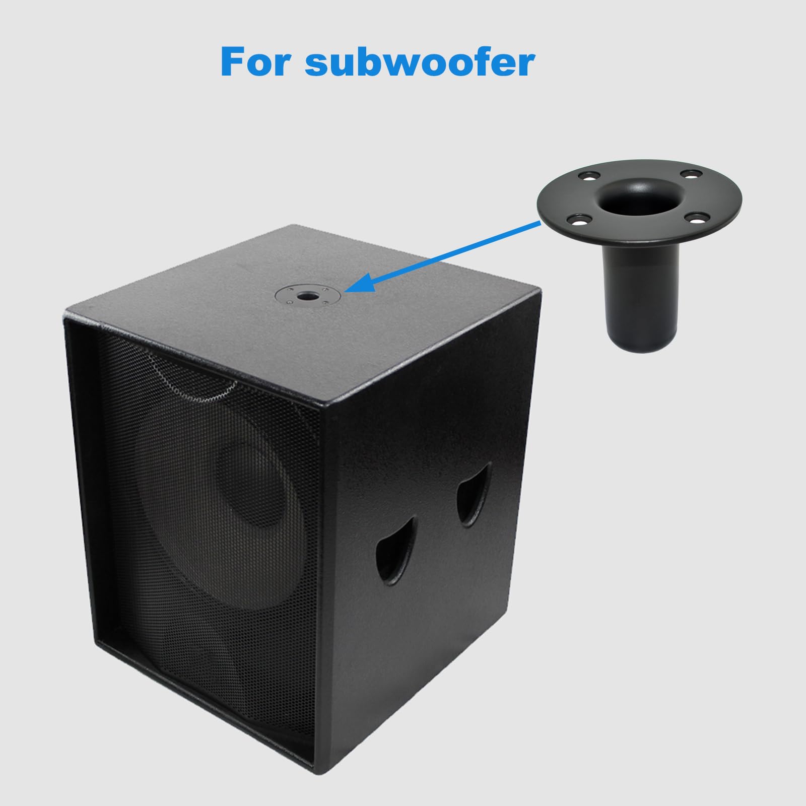 Howonder Speaker Stand Top Hat 4.13"x3.29" ，Metal Speaker Cabinet Pole Mount， PA/DJ Tripod Speaker Stand Mounts Adapters 105X85mm (2 Packs Black)