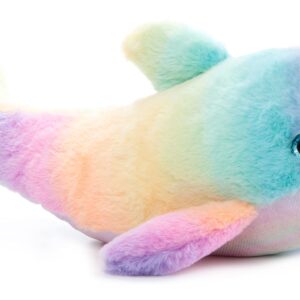 The Petting Zoo Dolphin Stuffed Animal Plushie, Ombrez Ocean Animals, Rainbow Dolphin Plush Toy 20 inches