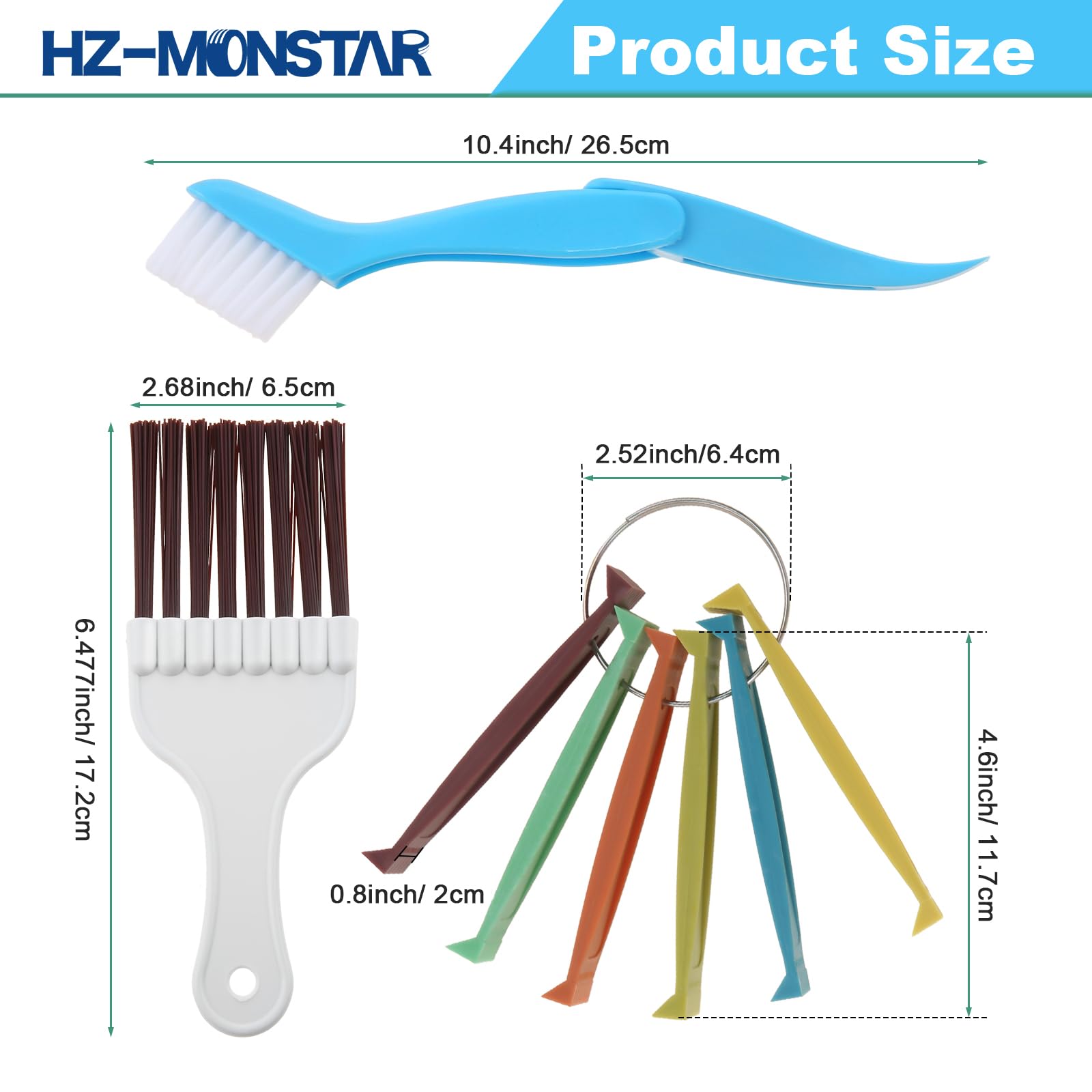 HZ-MONSTAR 5pcs Air Conditioner Fin Cleaner Set Fin Straightener and 2 Different Brush Condenser 3 Different Fin Comb Condenser Complete Category Evaporator Radiator Repair Clean Set