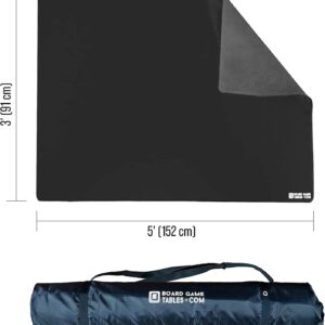 Board Game Playmat [3'x5'/Thick Super Cushioned/Stitched Edge/Water Resistant] with Carrying Case - for Tabletop Board Games, Card Games, RPG Games (Medium, Black)