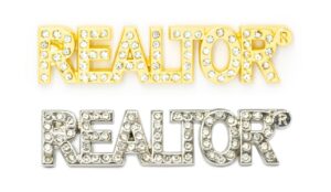 real estate agent realtor® crystal lapel pin (realtor silver & gold 2 pack), gold,silver