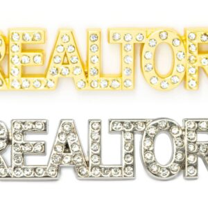 Real Estate Agent REALTOR® Crystal Lapel Pin (REALTOR Silver & Gold 2 Pack), Gold,Silver