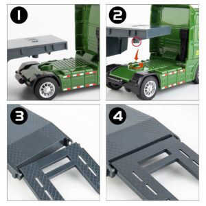 TGRCM-CZ Flatbed Truck Toy with Tank,Army Toys, Semi Flatbed Trailer-Push and Go Toy Trucks, Construction Trucks for Toddlers,Plastic Toy,Gift for Age 3 and up Kids Toddlers Children Present