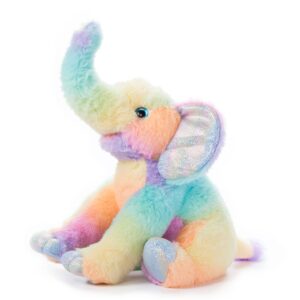 The Petting Zoo Elephant Stuffed Animal Plushie, Ombrez Zoo Animals, Rainbow Elephant Plush Toy 12 inches