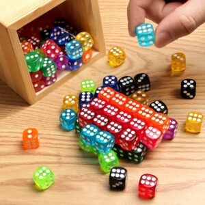 50 Pieces Colored Dice, 6 Sided Dice for Board Games, 14mm Bulk Dice for Math Learning, Dice for Classroom