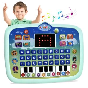 Kid Tablet Toddler Learning Pad Interactive Toy with Screen -Educational Toys Fun Gifts -Music/Piano/ABC/Numbers/Words/Spell/Animals - for Boys&Girls 3+ (Blue)……