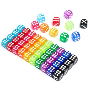 50 Pieces Colored Dice, 6 Sided Dice for Board Games, 14mm Bulk Dice for Math Learning, Dice for Classroom