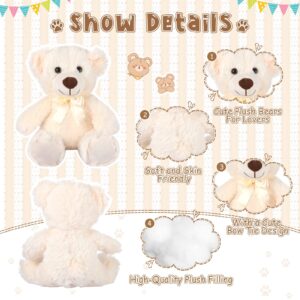 Zhanmai 12 Pcs 14 Inch Bear Stuffed Animal Bulk Plush Stuffed Bear for Baby Shower 2024 Graduation Gifts Birthday Party Favors Birthday Wedding Party Decorations(Light Brown, Khaki and White)