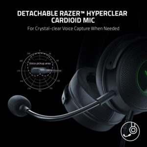 Razer Kraken V3 Wired USB Gaming Headset: Triforce Titanium 50mm Drivers - Detachable HyperClear Mic (Renewed)