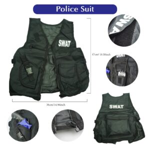 RedCrab Kids Police Officer Pretend Set Uniform Outfit Role-playing Toys - chirldren costumes boys and girls - SWAT Police Gear for Kids Dress Up