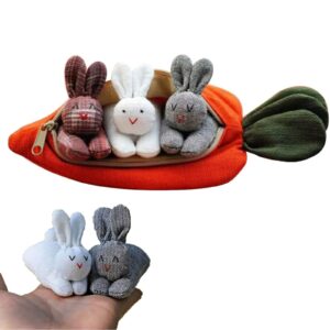 NezaBaby Easter Hide-and-Seek Plush Bunnies in 5.9" Carrot Pouch, Stuffed Animal Surprise Toy