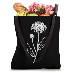 Chrysanthemum November Birth Flower Art Floral Minimalist Tote Bag