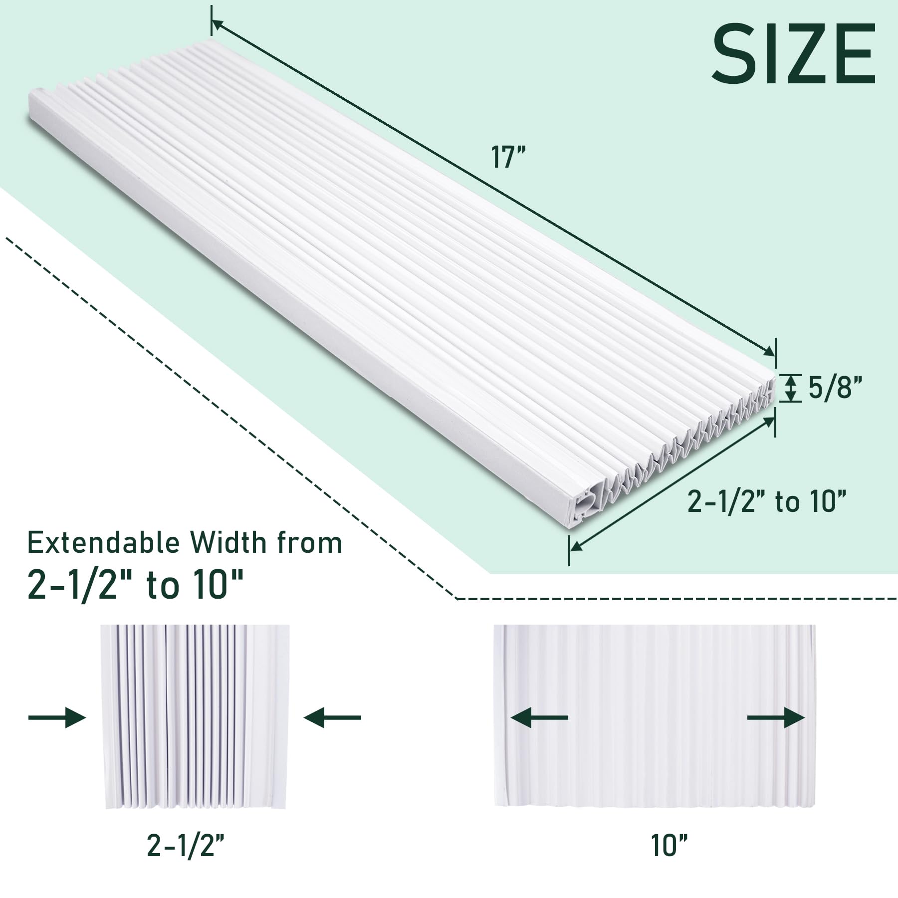 Flehomo Window Air Conditioner Side Panels with Double Layers, Adjustable Insulation AC Side Panel, Window Unit Replacement Screen, Fits Up to 17" x 10", White