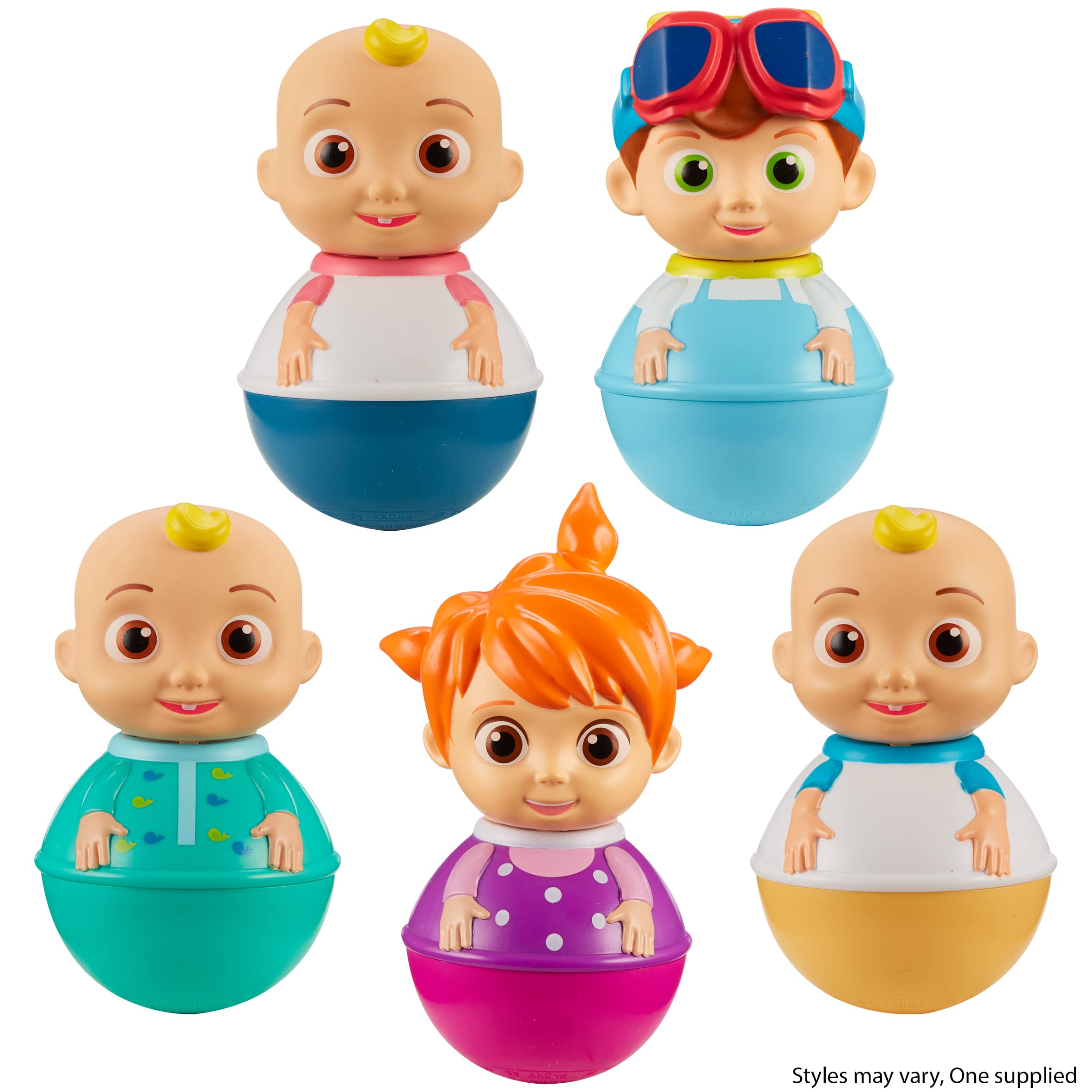 Cocomelon Weebles Figure Assortment, Chunky Moulded Figures, jj, moonbug, Preschool Imaginative Play, Brown