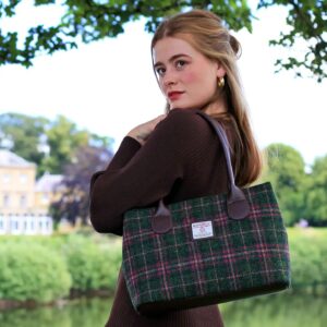 Glen Appin Harris Tweed Classic Handbag - LB1003 - Cassley, Green, S