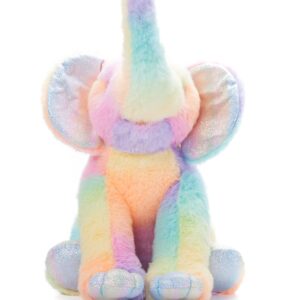 The Petting Zoo Elephant Stuffed Animal Plushie, Ombrez Zoo Animals, Rainbow Elephant Plush Toy 12 inches