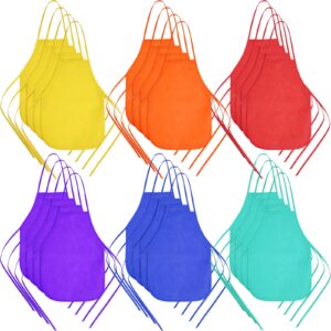 yahenda 60 pack kids painting aprons children's artists fabric aprons paint apron art craft aprons disposable child apron(red, orange, yellow, green, blue and purple)