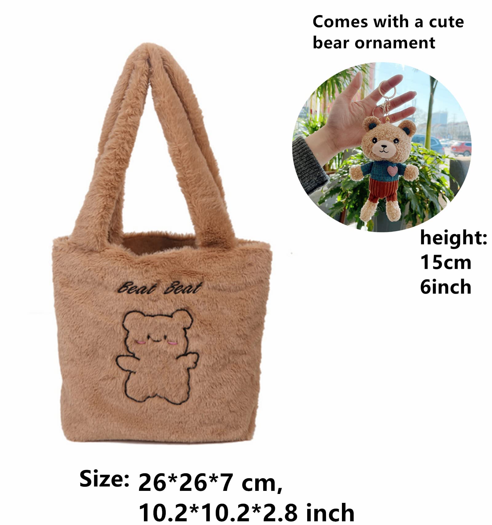 Women Cute Bear Tote Bag Kawaii Shoulder Bag Large Tote Handbag Purse Casual Work Bag Crossbody (A11)