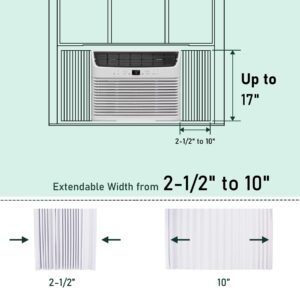 Flehomo Window Air Conditioner Side Panels with Double Layers, Adjustable Insulation AC Side Panel, Window Unit Replacement Screen, Fits Up to 17" x 10", White