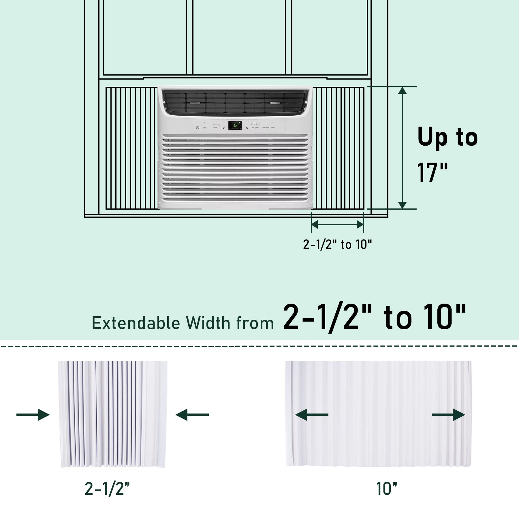 Flehomo Window Air Conditioner Side Panels with Double Layers, Adjustable Insulation AC Side Panel, Window Unit Replacement Screen, Fits Up to 17" x 10", White