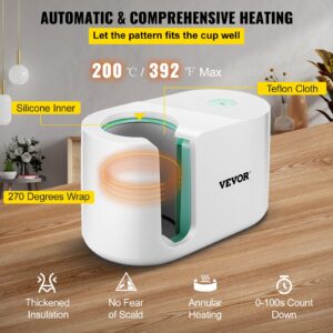 VEVOR Mug Press Machine, Automatic Mug Heat Press for Sublimation 11-15oz, Coffee Cup Transfer Printing, DIY Presents Gifts White