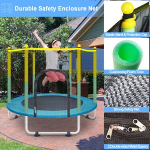 55" Small Trampoline for Kids with Net, 4.6FT Indoor Outdoor Toddler Trampoline with Safety Enclosure, Baby Round Jumping Mat, Recreational Trampolines Birthday Gifts for Children Boy Girl