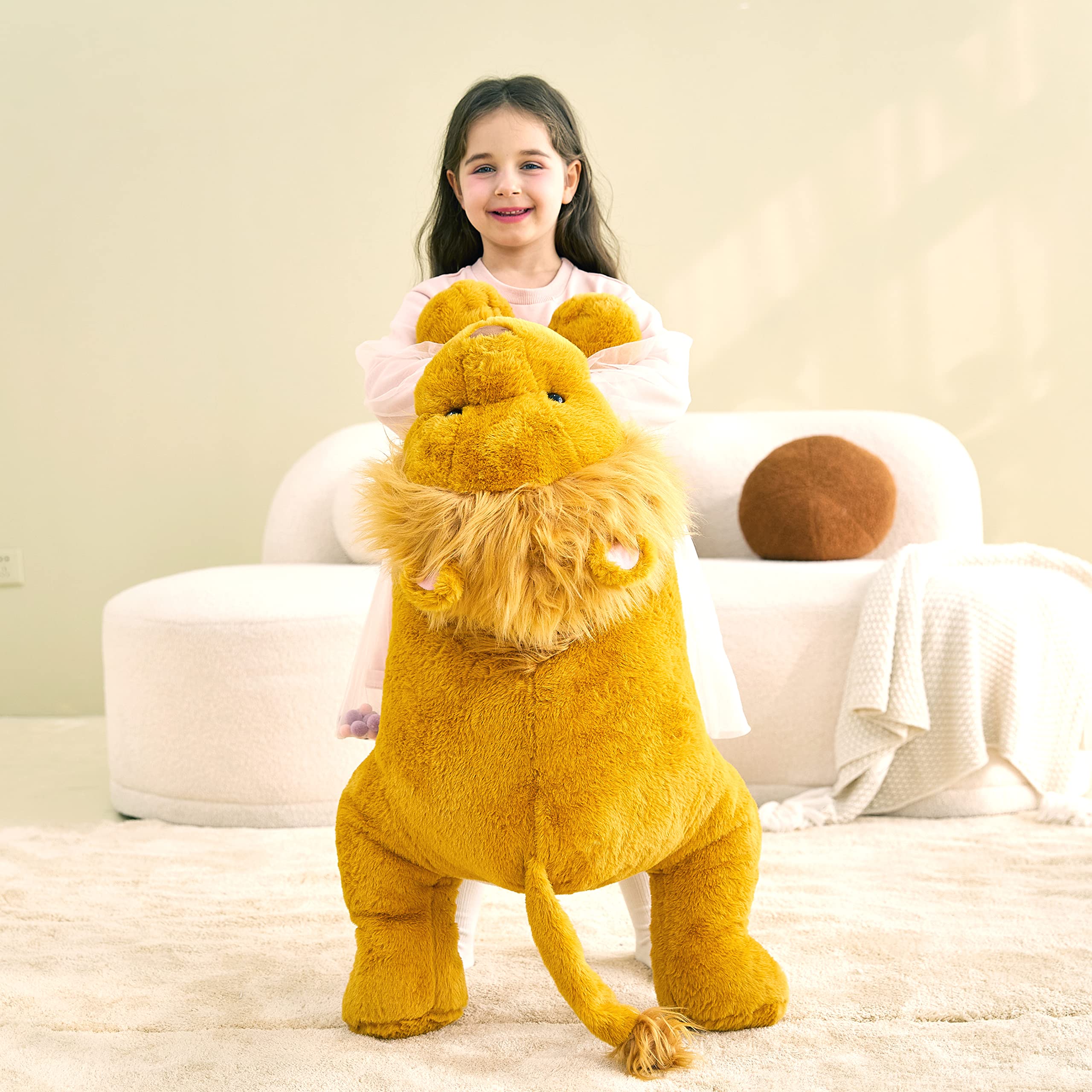 IKASA Large Lion Stuffed Animal Plush Toy,30" Giant Lion Cute Jumbo Soft Toys,Huge Big Size Plushy Fluffy Fat Oversized Plushie,Gifts for Kids Girls