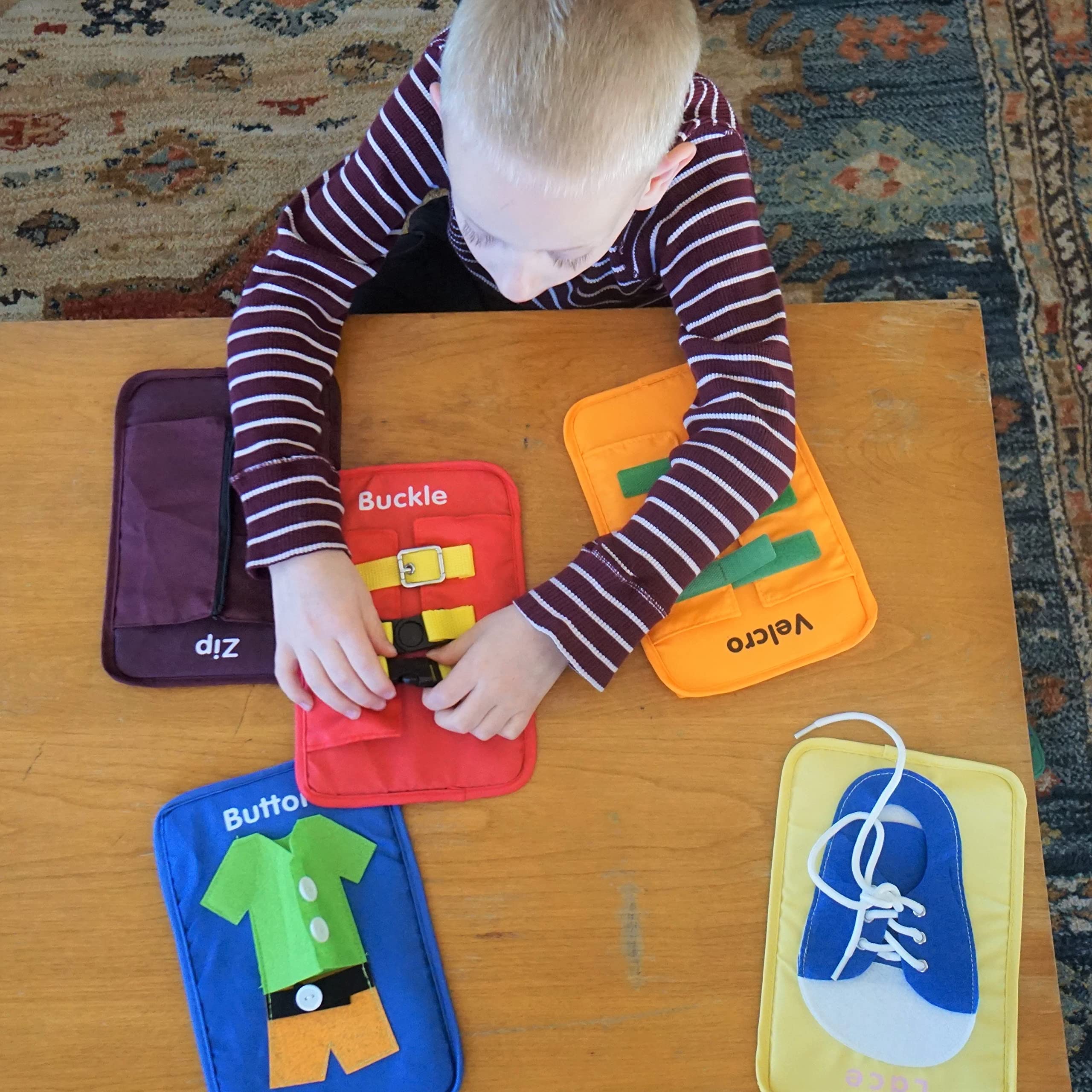 SENSORY4U Learning to Dress Busy Board Cards - Fine Motor Skills for Early Education Kids to Help Learn Basic Life Skills