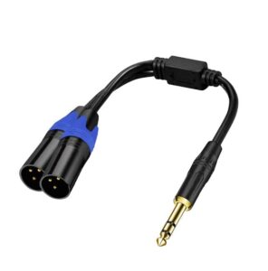 seefeful 1/4 trs to dual male xlr cable, 1/4 inch (6.35mm) trs to xlr dual male y-splitter breakout lead microphone cord - 11.8 inches