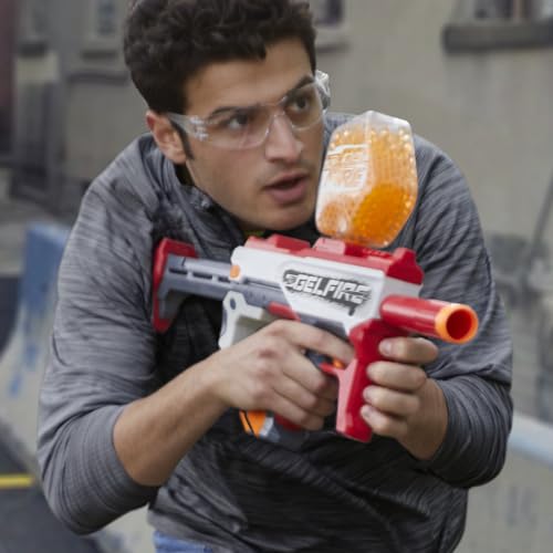 Nerf Pro Gelfire Mythic Full Auto Blaster & 10,000 Gelfire Rounds, 800 Round Hopper, Rechargeable Battery, Eyewear, Ages 14 & Up