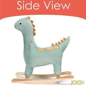 BRONTY Rocking Horse Dinosaur by JOON, Great for Child Development, Incredibly Soft Plush Fabric, Safe Dino Rocker with Wooden Handles & Base, Boost Imagination & Creativity with Sound Effects, Green