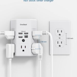 8 Widely Power Strip with USB and 1800J Surge Protector Outlet Extender Bundle