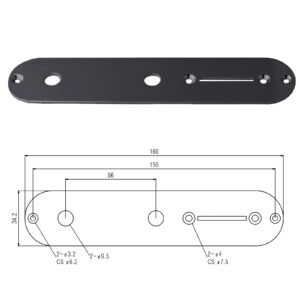 Rubatone Guitar Control Plate for Fender Tele Telecaster Squier Style Electric Guitar Metal Black 34.2mm Width.