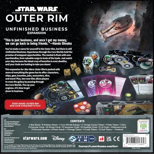 Star Wars: Outer Rim - Unfinished Business Expansion - Strategy Game, Adventure Game for Kids & Adults, Ages 14+, 1-4 Players, 3-4 Hour Playtime, Made by Fantasy Flight Games