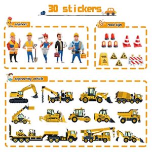 Oriate Construction Car Toys for Kids, Die Cast Construction Vehicles Toy Set Educational Mini Flatbed Trailer Excavator Bulldozer Forklift Trucks Road Signs, Birthday Gift Toys