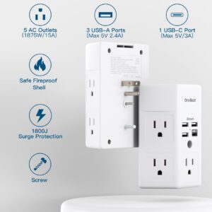 8 Widely Power Strip with USB and 1800J Surge Protector Outlet Extender Bundle