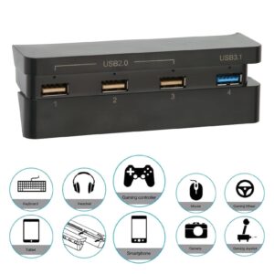 4 Port HUB for PS4 Slim, USB Hub High Speed USB 3.1 2.0 USB Extension Charger Plug and Play for PS4 Slim Gaming Console