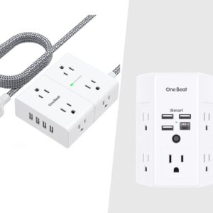 8 Widely Power Strip with USB and 1800J Surge Protector Outlet Extender Bundle