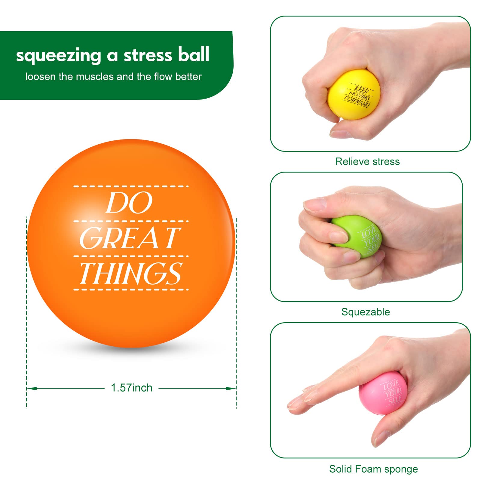 Zomiboo 30 Pcs Motivational Stress Balls Bulk Quote Relief Ball Inspirational Foam Stress Ball for Adult Kids Hand Exercise Balls Anxiety Stress Ball Fidget Toy for Encouraging Relief, 7 Colors