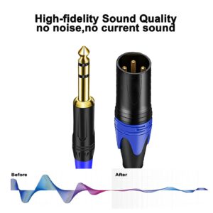 Seefeful 1/4 TRS to Dual Male XLR Cable, 1/4 Inch (6.35mm) TRS to XLR Dual Male Y-Splitter Breakout Lead Microphone Cord - 11.8 Inches