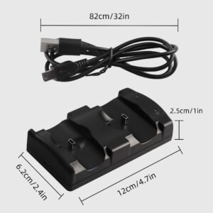 PS3 Controller Charger Station, Charging Dock for Sony PlayStation 3 Original Wireless Dual Controller and Move Controller with LED Light Indicator and Charging Cable