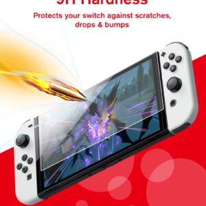 bersem 2 Pack Tempered Glass Screen Protector Compatible with Nintendo Switch OLED 7 inch 2021, Auto Alignment Kit / 9H Hardness/Transparent HD Clear/Anti-Scratch/Bubbles Free/High Response