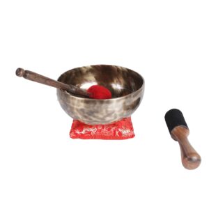 ESK GROUP ESK 7 inch Tibetan Singing Bowl set ,Meditation, zen decor, Spiritual and Body Healing and Energy Cleansing ,Handmade, Comes w/ silk cushions, sticks and Flag